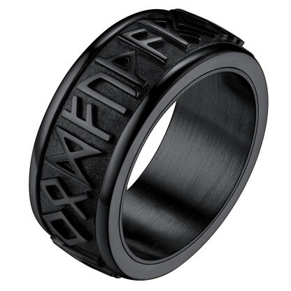 Viking Norse 9MM Rune Ring Spinning Fidget Metal Gift for Men
