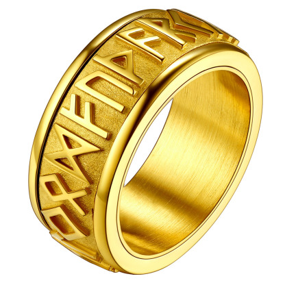 Viking Norse 9MM Rune Ring Spinning Fidget Metal Gift for Men