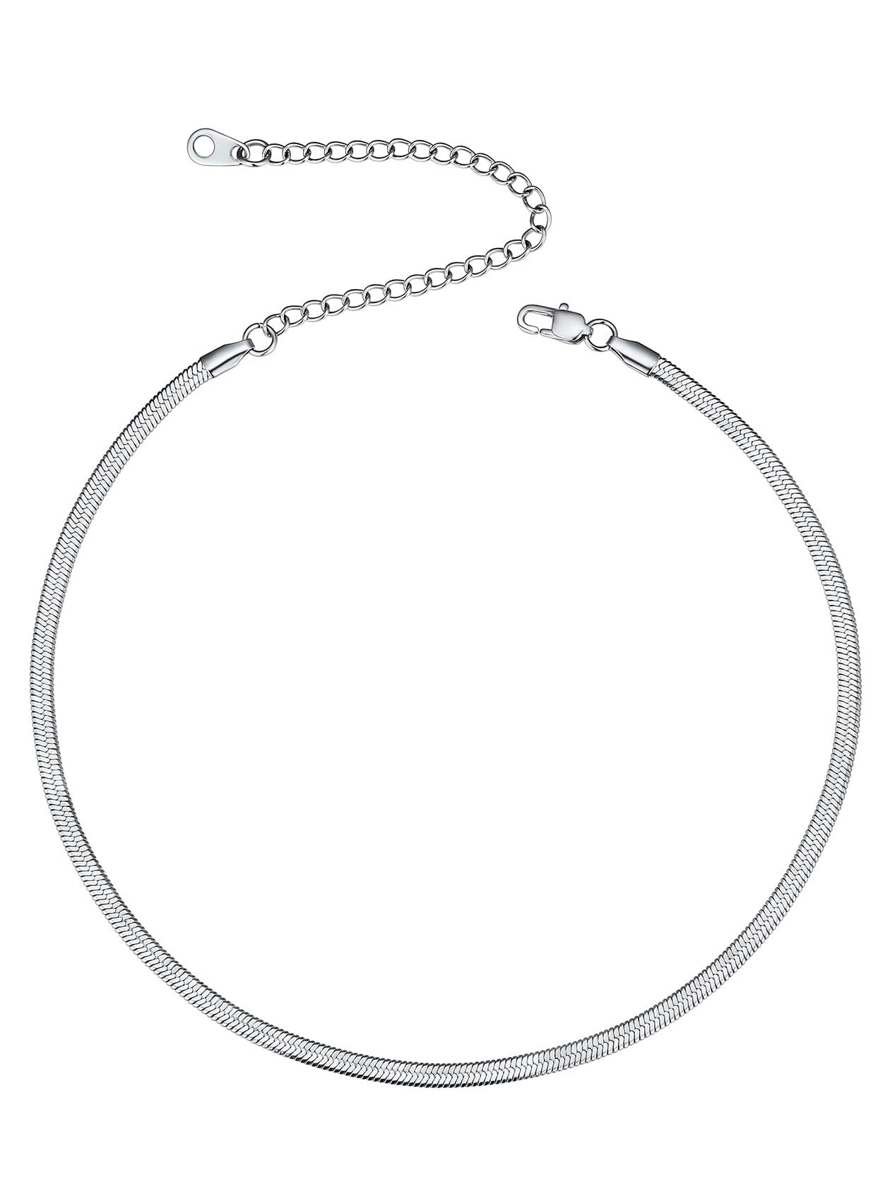 Sterling Silver Flat Snake Chain Necklace 3mm Blade Choker
