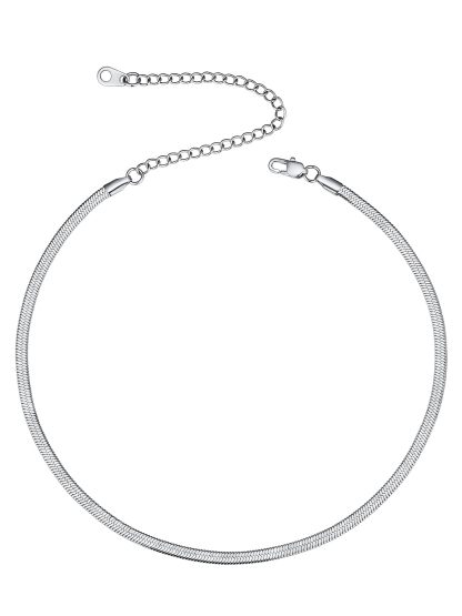 Sterling Silver Flat Snake Chain Necklace 3mm Blade Choker