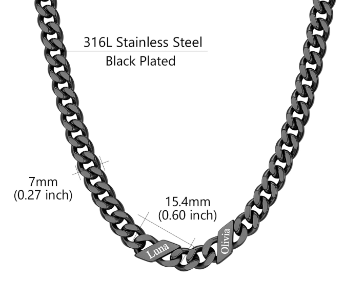 1-6 Names Stainless Steel Engraved Cuban Chain Necklace for Women
