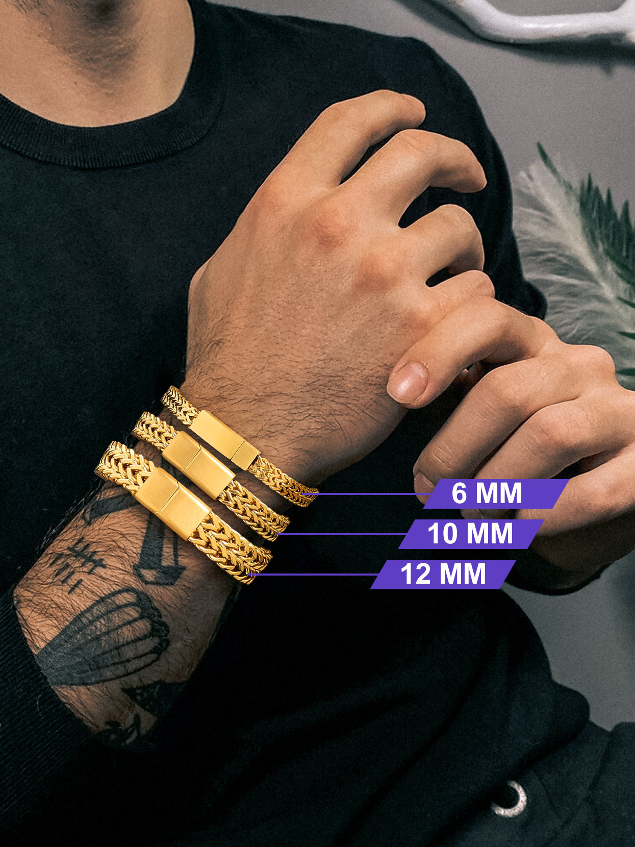 10mm Gold Men's Chain Bracele