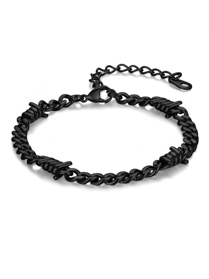 Stainless Steel 5-9mm Cuban Link Thorn Bracelet for Men