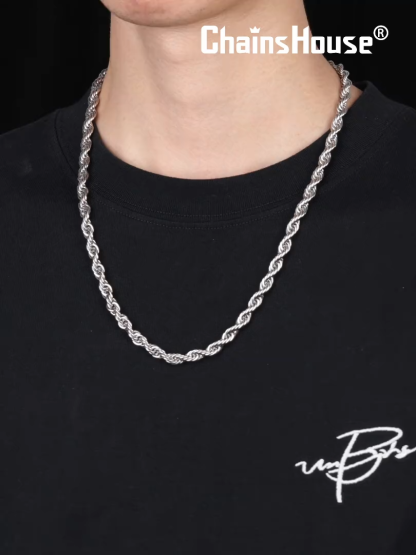 3/6mm Stainless Steel Twisted Rope Chain Necklace for Men Women