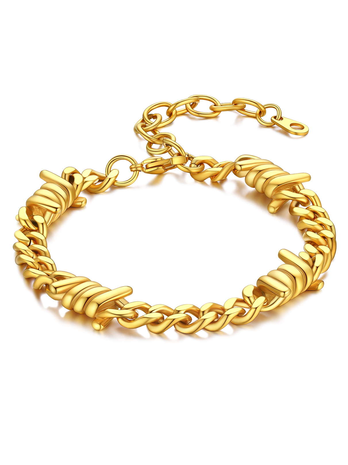 Stainless Steel 5-9mm Cuban Link Thorn Bracelet for Men