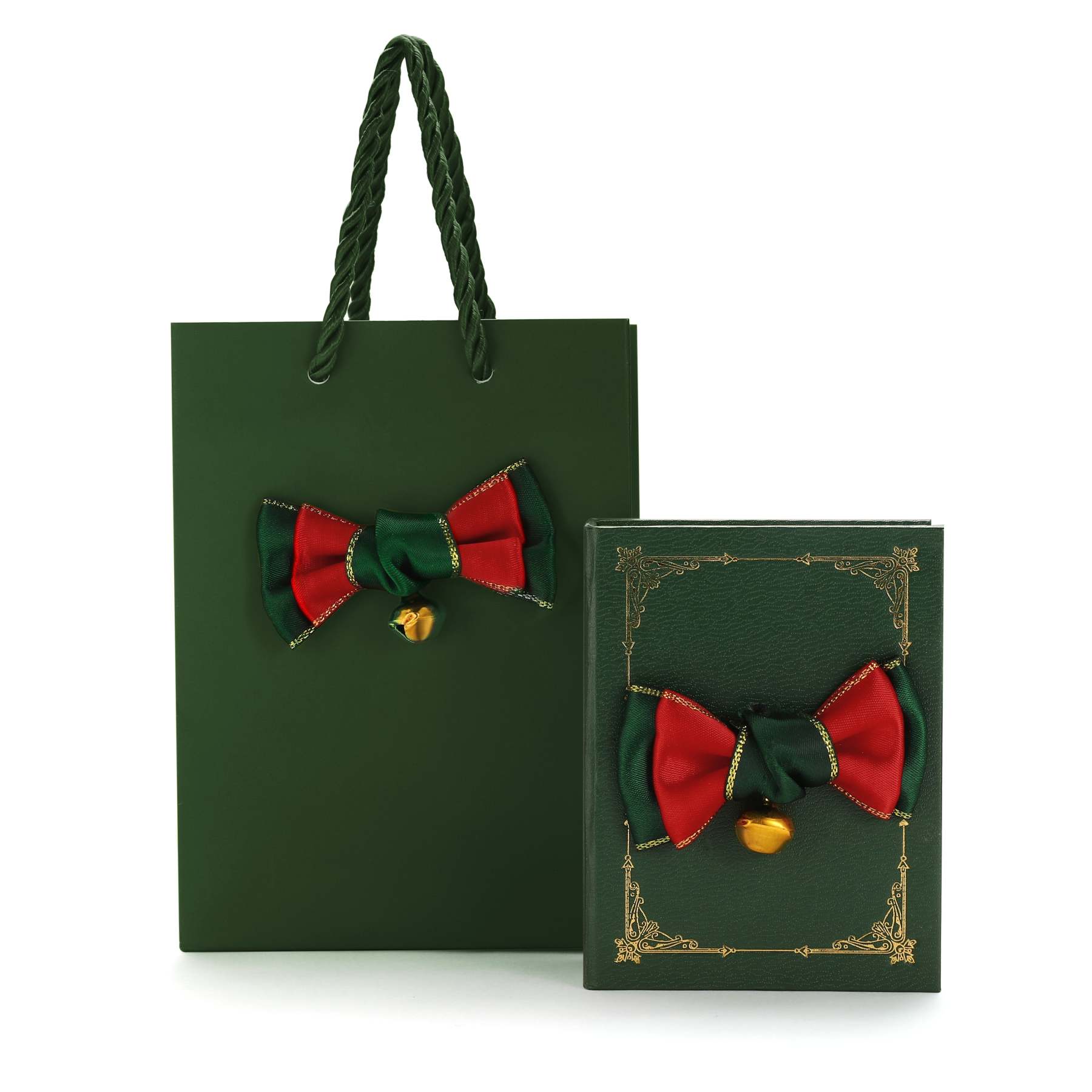 Vintage Book Shaped Gift Box and Gift Bag Green Jewelry Box