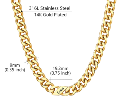 1-6 Names Stainless Steel Engraved Cuban Chain Necklace for Women