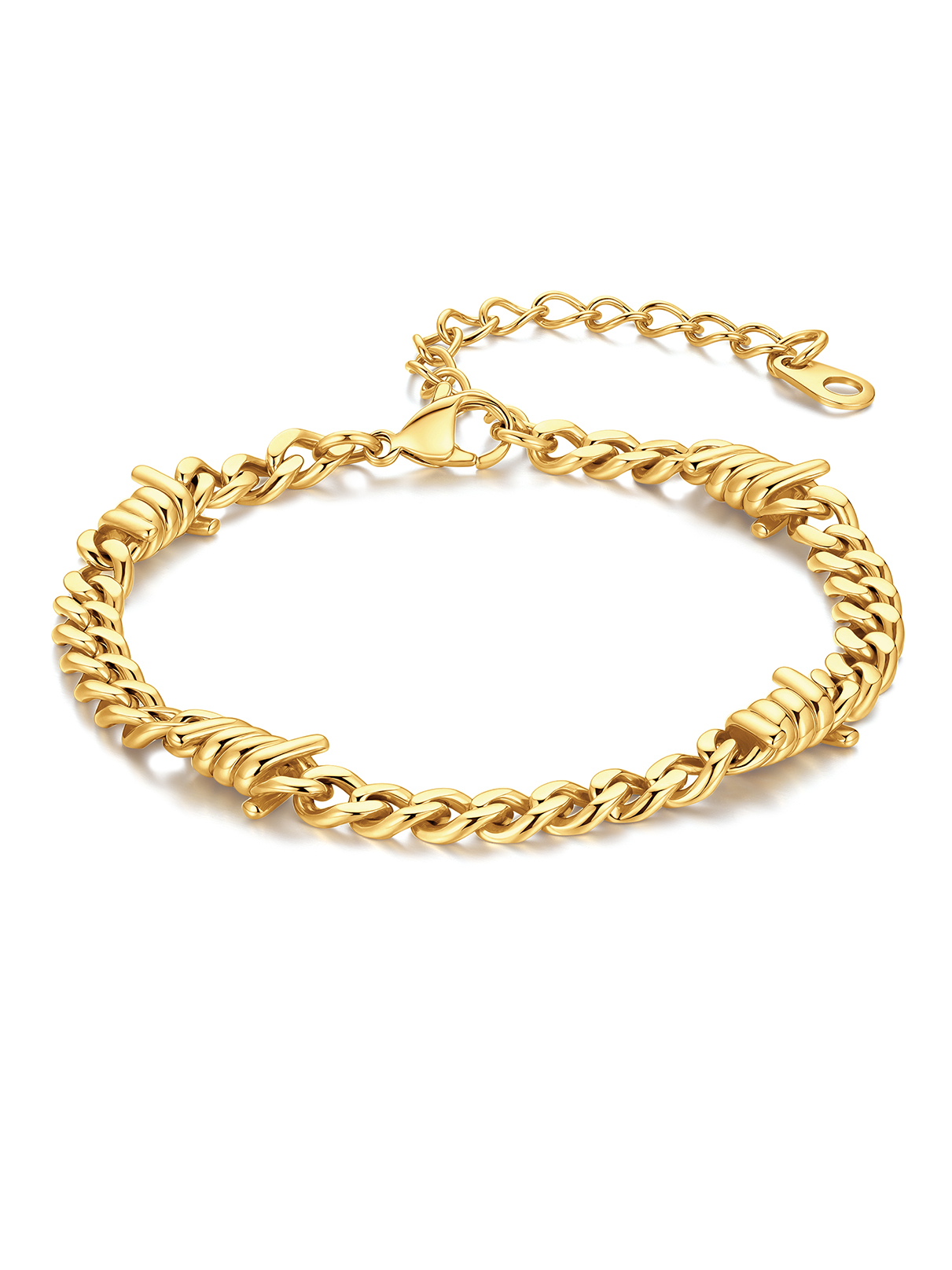 Stainless Steel 5-9mm Cuban Link Thorn Bracelet for Men