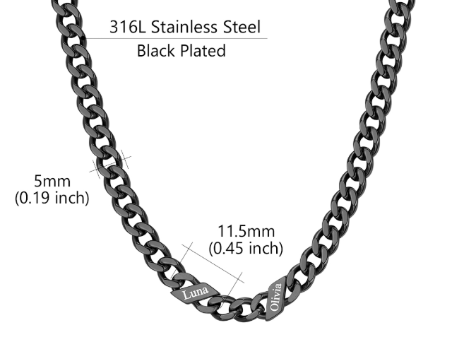 1-6 Names Stainless Steel Engraved Cuban Chain Necklace for Women