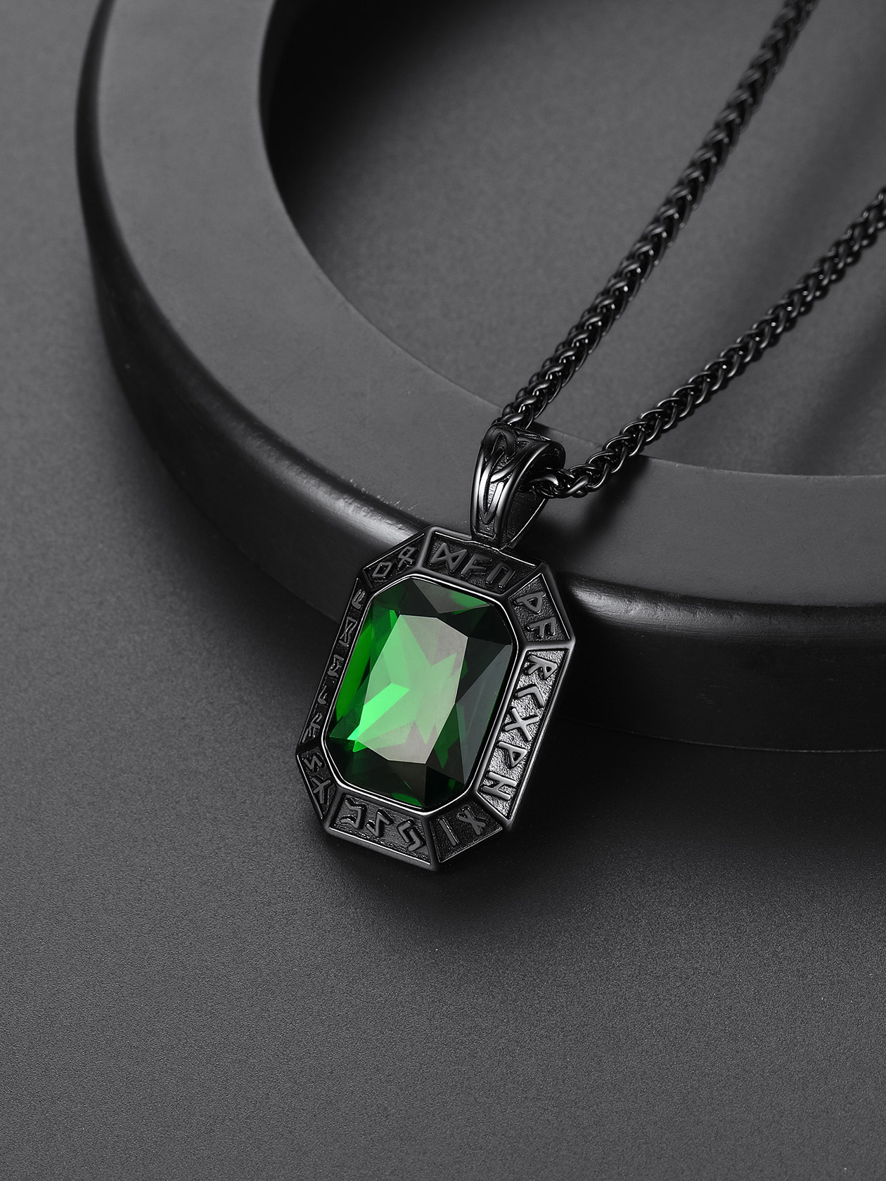 chainshouse Runes Stone Gemstone For Unisex Pendant Necklace chainshouse