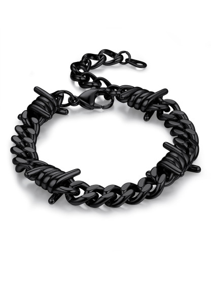 Stainless Steel 5-9mm Cuban Link Thorn Bracelet for Men