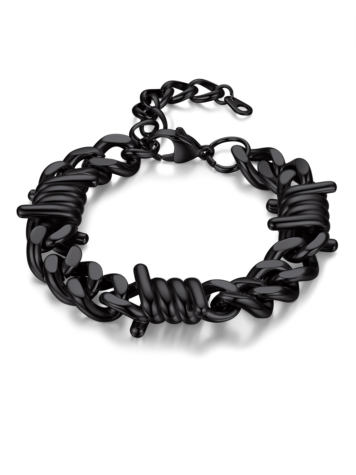 Stainless Steel 5-9mm Cuban Link Thorn Bracelet for Men