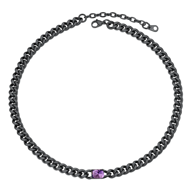 Custom Birthstone 7mm Cuban Chain Necklace For Her