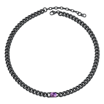 Custom Birthstone 7mm Cuban Chain Necklace For Her