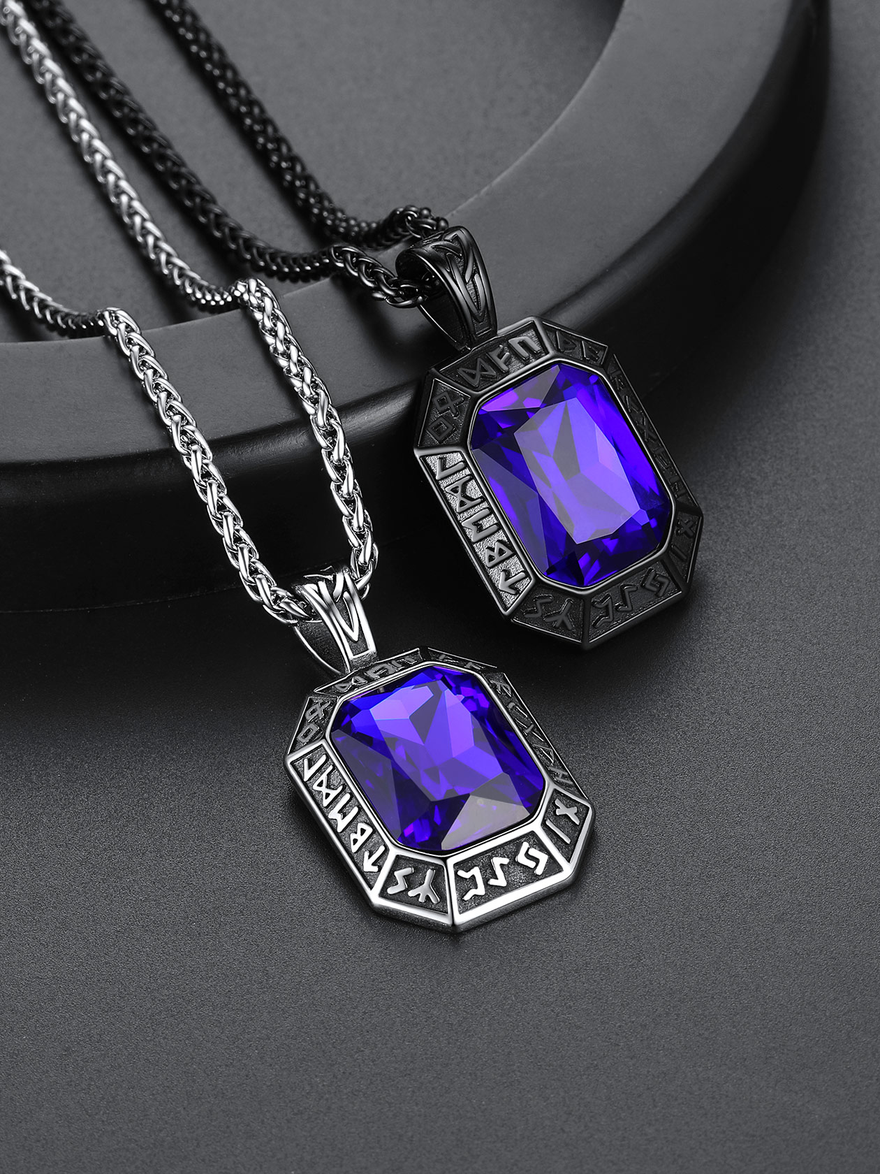 chainshouse Runes Stone Gemstone For Unisex Pendant Necklace chainshouse