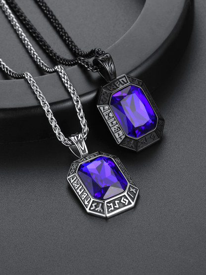 chainshouse Runes Stone Gemstone For Unisex Pendant Necklace chainshouse