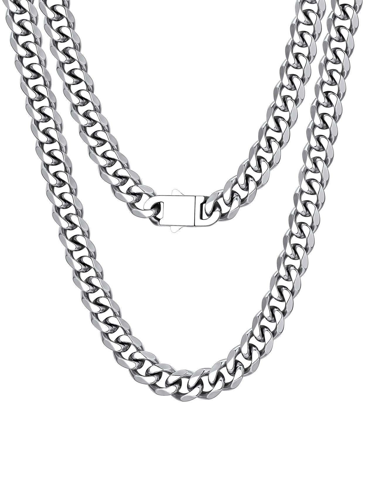 Steel / 6mm / 30 inch Hip Hop Cuban Chain Necklace for Men 6/9/12mm Width