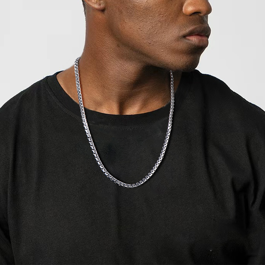 6mm Steel Flat Box Chain Necklace 316L