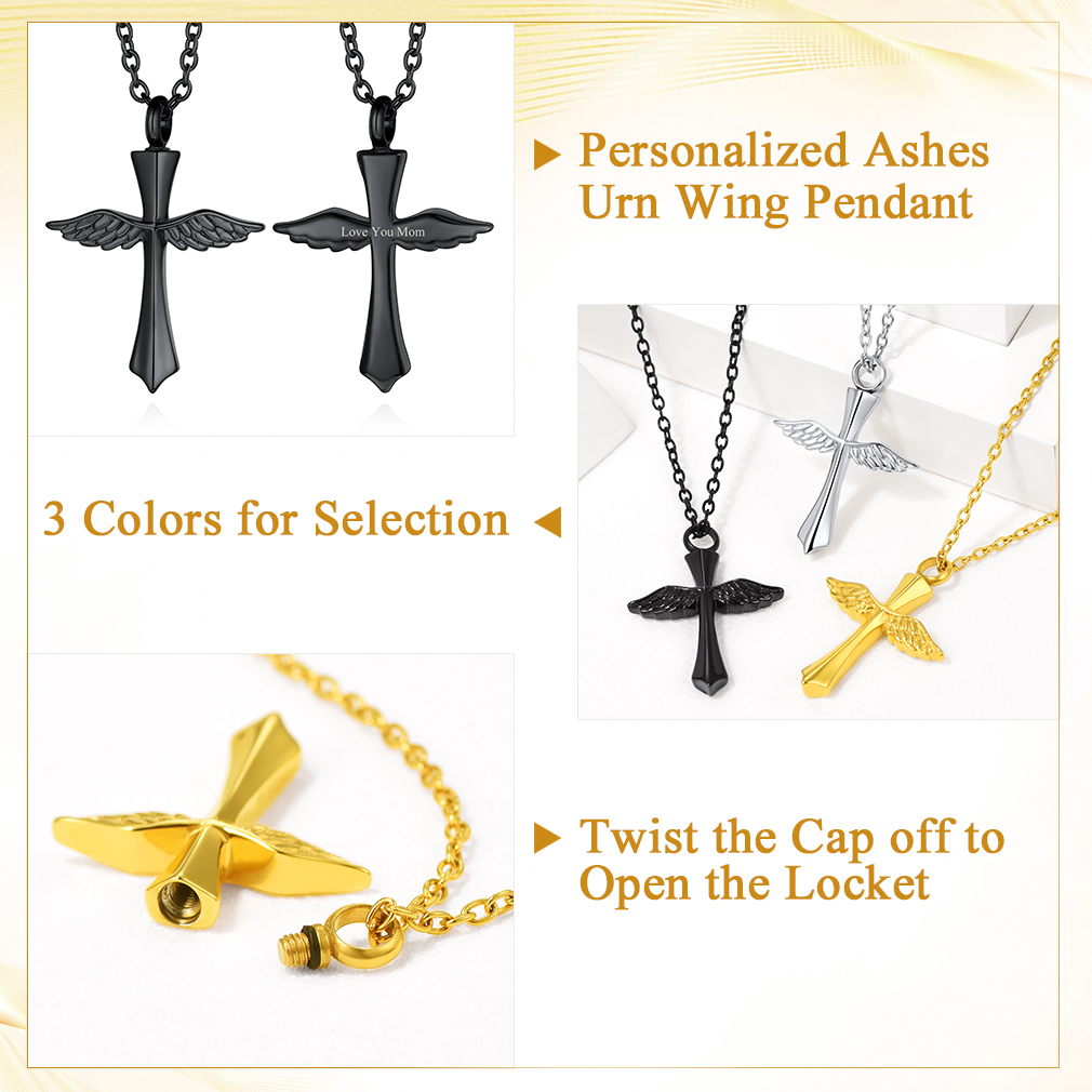 Custom Cross Cremation Urn Necklace detail