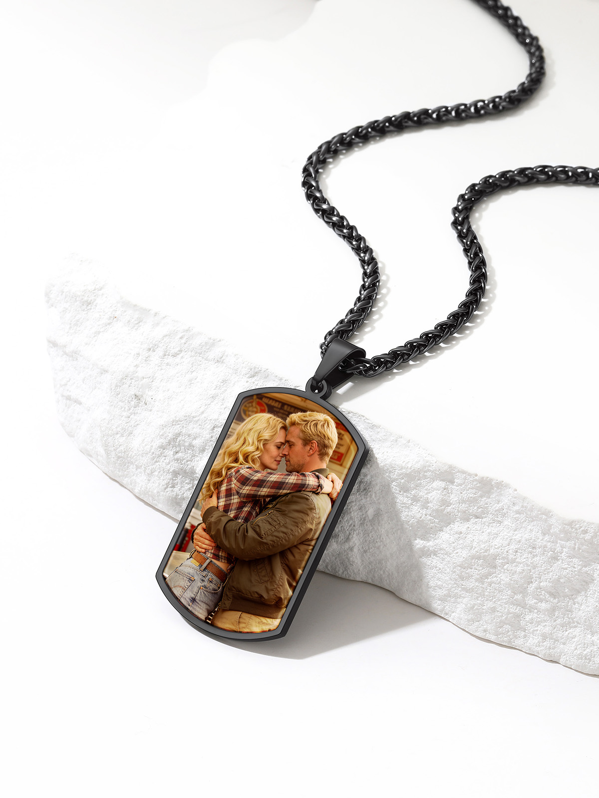 ChainsHouse Custom Photo Dog Tag Necklace with Picture Gift for Dad