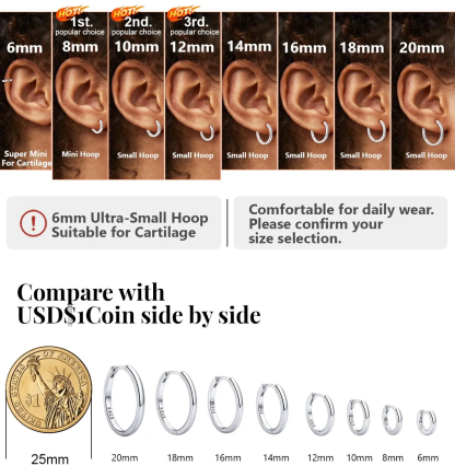 Sterling Silver Huggie Hoop Classic Earrings for Men Women