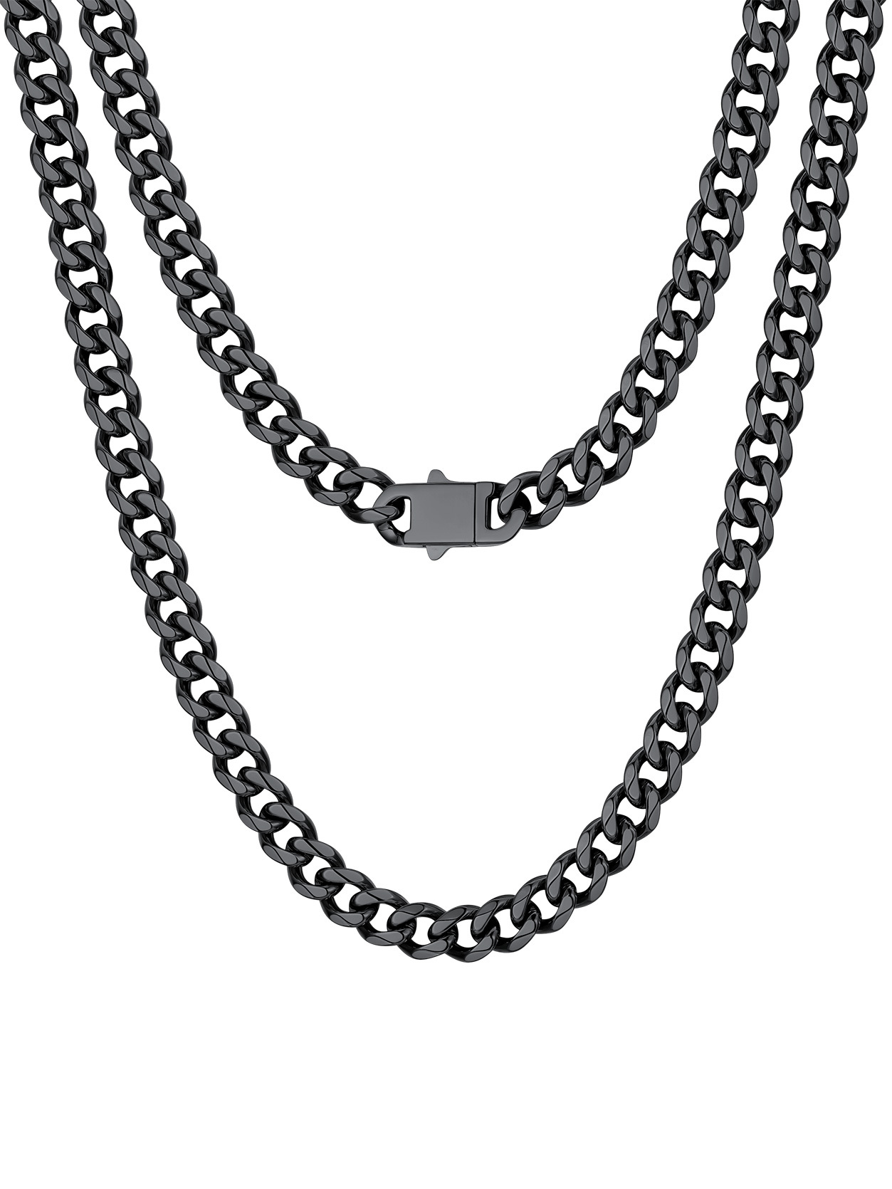 6MM/9MM/12MM Stainless Steel Polished Cuban Link Chain Necklace For Men