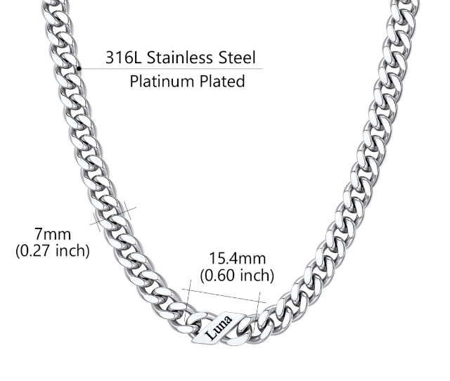 1-6 Names Stainless Steel Engraved Cuban Chain Necklace for Women