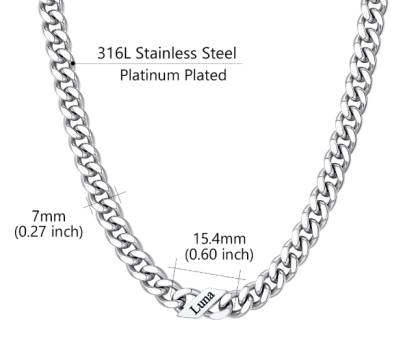 1-6 Names Stainless Steel Engraved Cuban Chain Necklace for Women