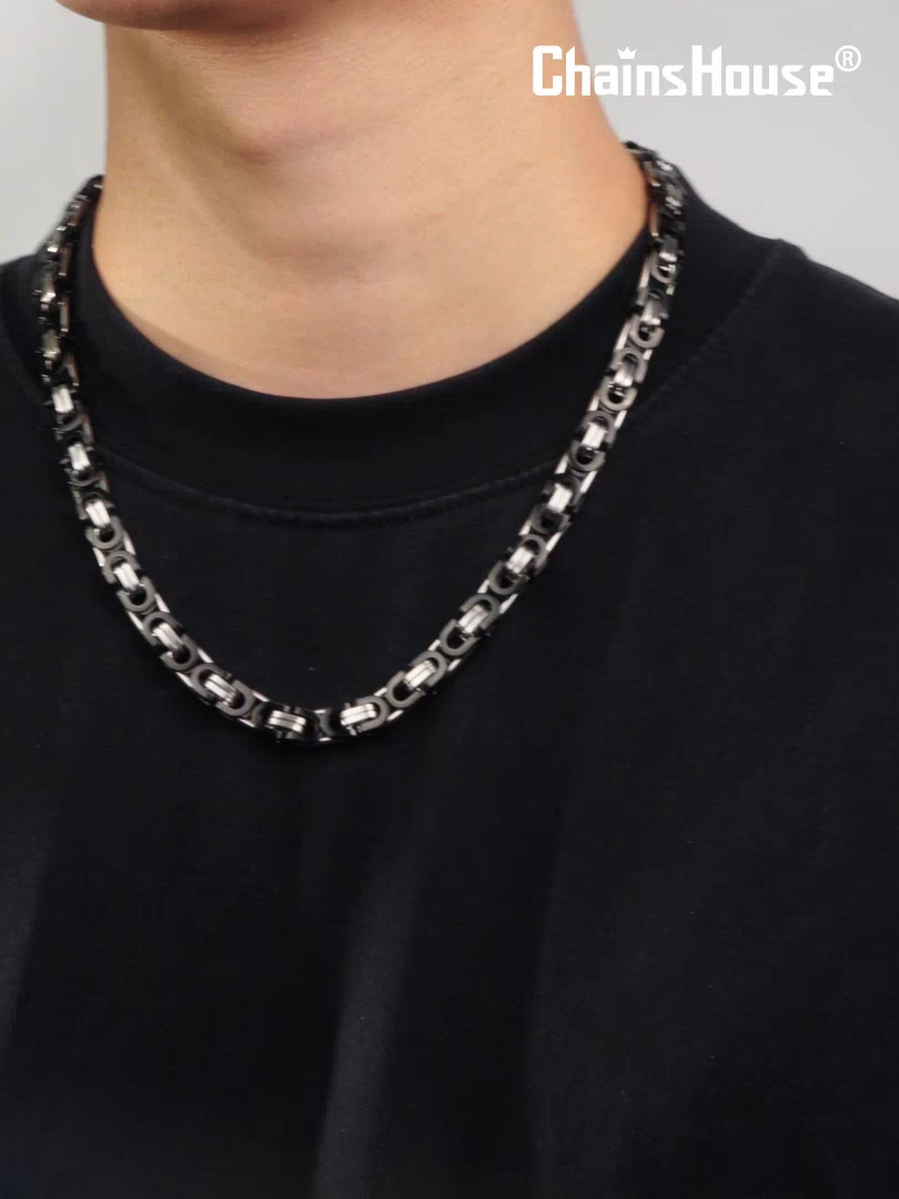 Bicycle Byzantine Chain Stainless Steel Necklace for Men