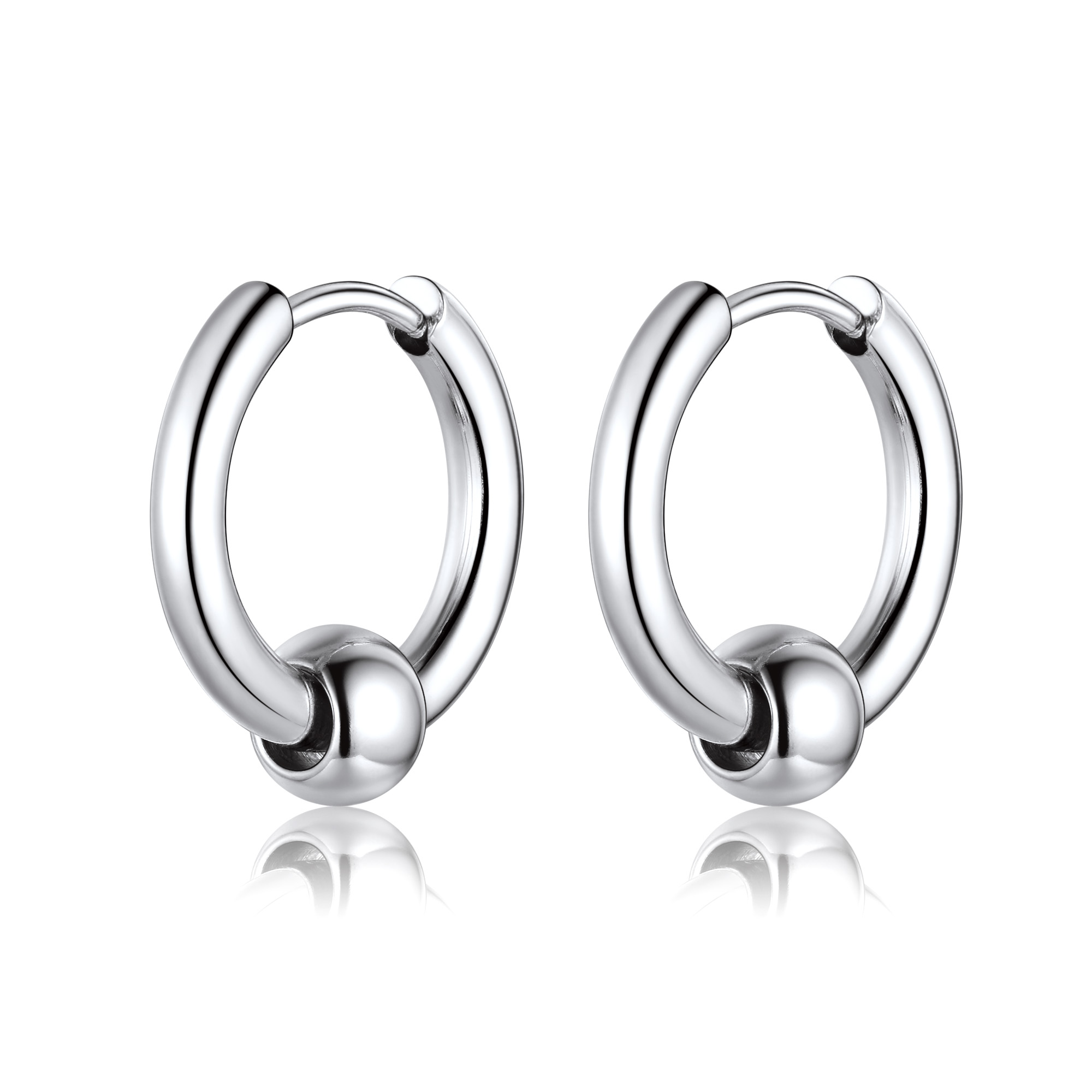 2.5mm Stainless Steel Hoops with 6mm Beads
