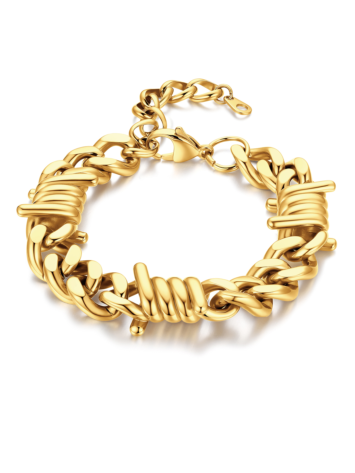 Stainless Steel 5-9mm Cuban Link Thorn Bracelet for Men