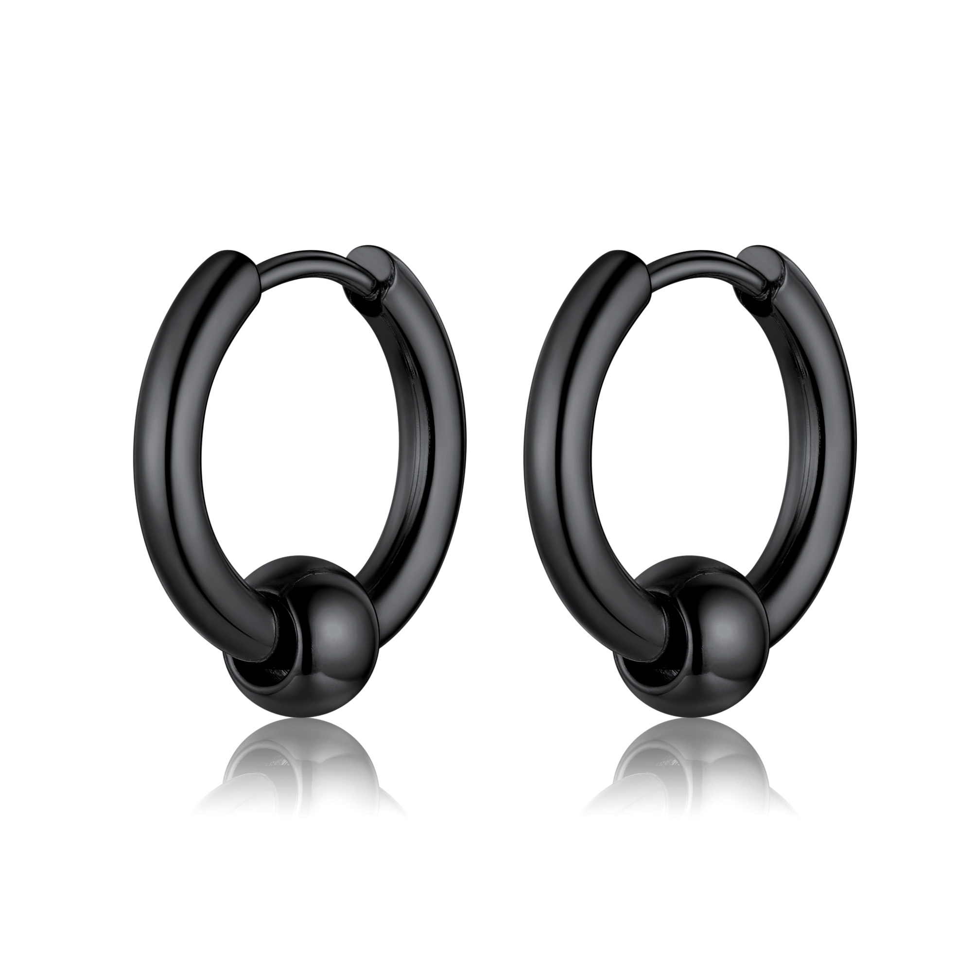 2.5mm Stainless Steel Hoops with 6mm Beads Earrings