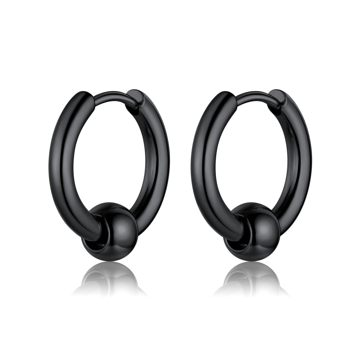 2.5mm Stainless Steel Hoops with 6mm Beads Earrings