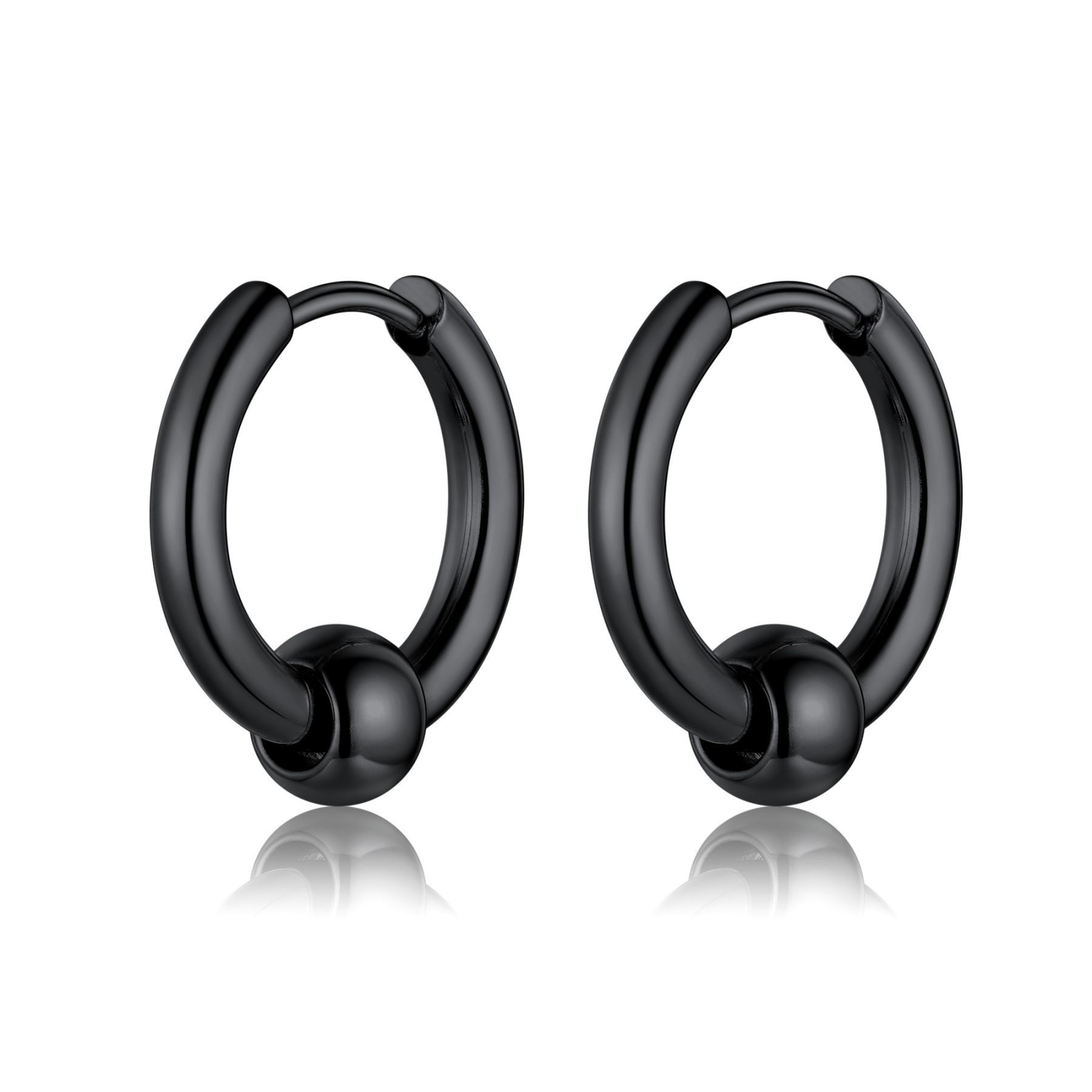 2.5mm Stainless Steel Hoops with 6mm Beads Earrings