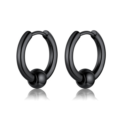 2.5mm Stainless Steel Hoops with 6mm Beads Earrings
