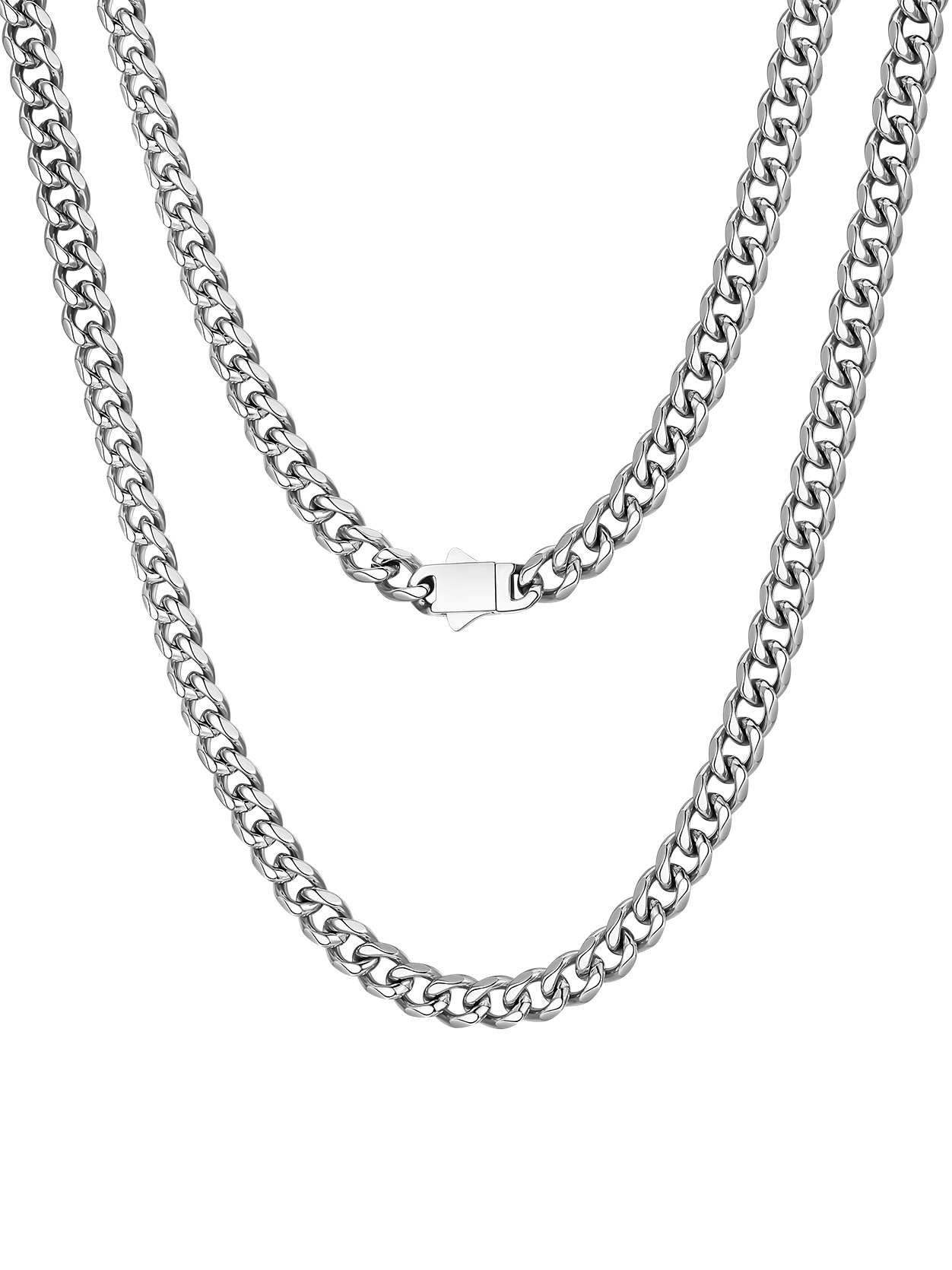 Stainless Steel Polished Cuban Link Chain Necklace For Men, 6MM/9MM/12MM