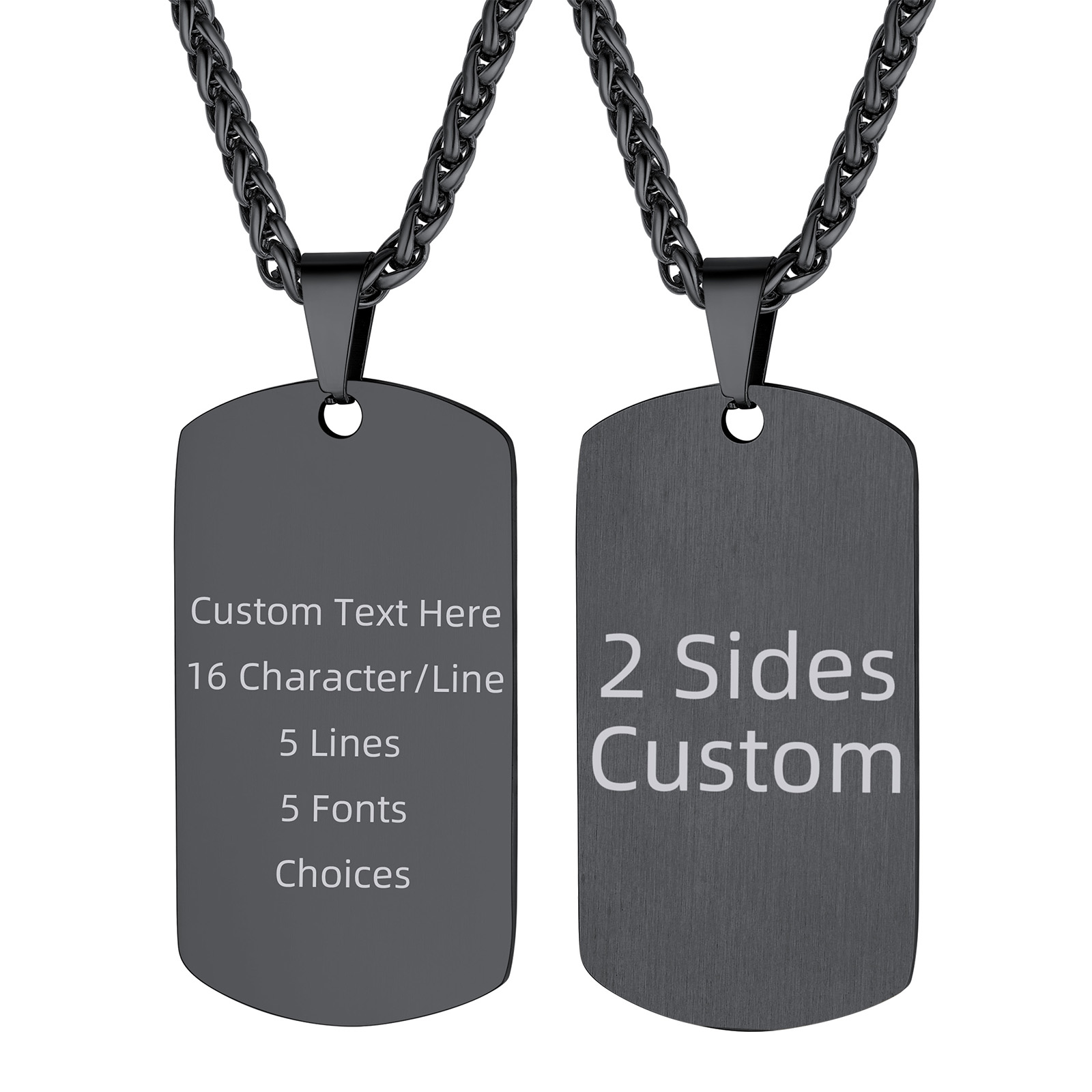 Custom Photo Engravable Stainless Steel Dog Tag Necklace,