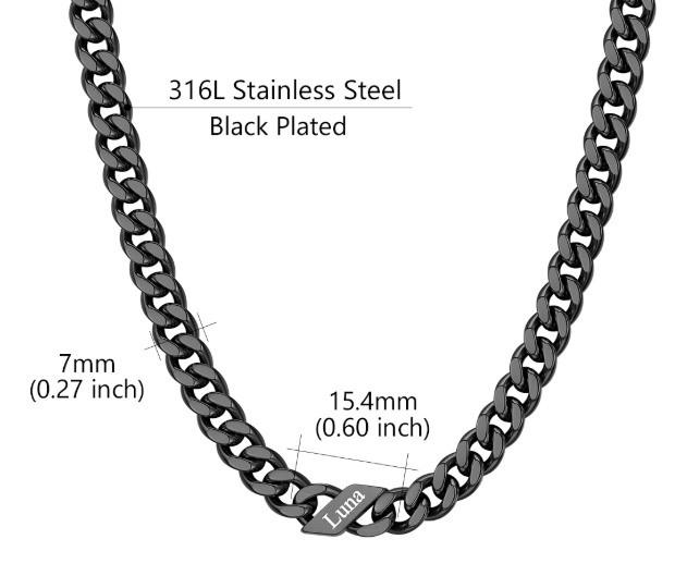 1-6 Names Stainless Steel Engraved Cuban Chain Necklace for Women