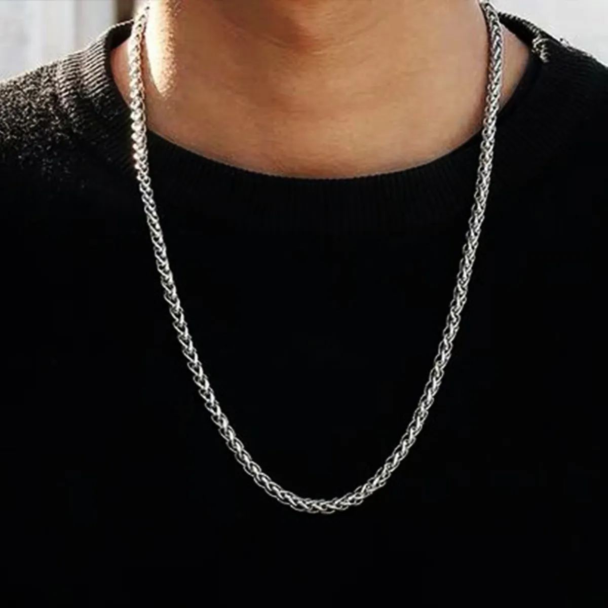 3mm Twisted Spiga Wheat Chain Necklace