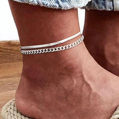 Adjustable Ankle Bracelet Set 316L Steel Gold Plated