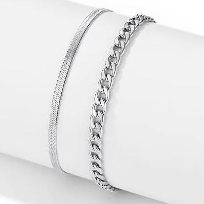 Adjustable Ankle Bracelet Set 316L Steel Gold Plated