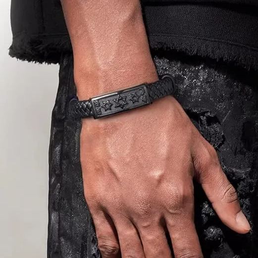 Star of David Cuff Bracelet Leather