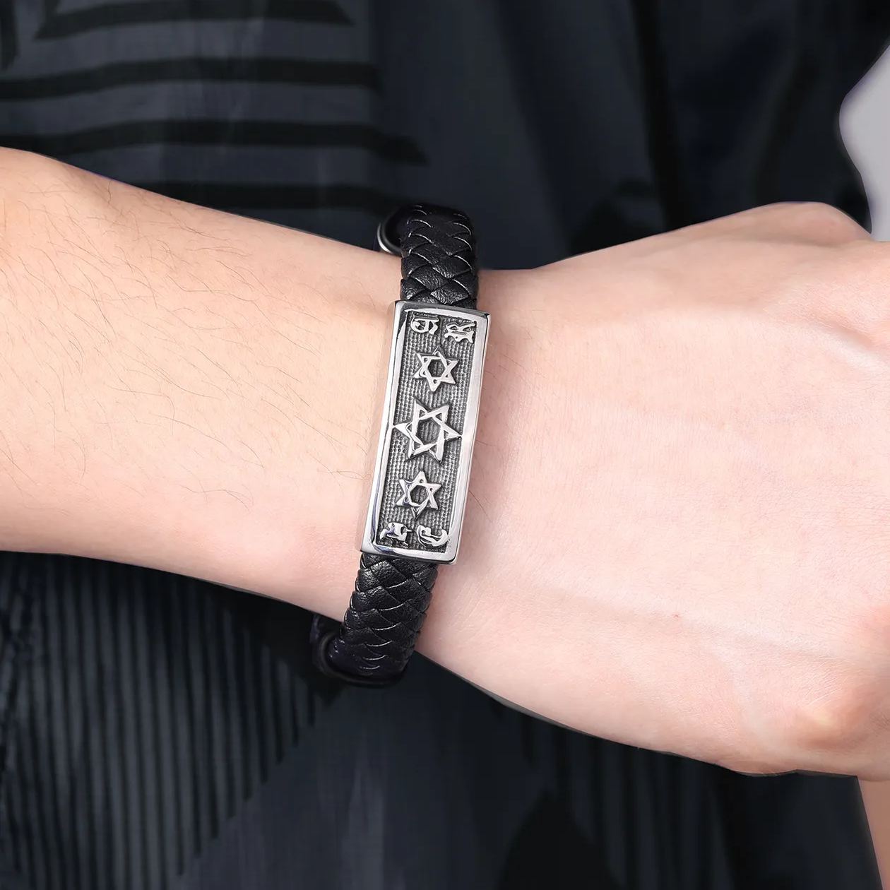 Star of David Cuff Bracelet Leather