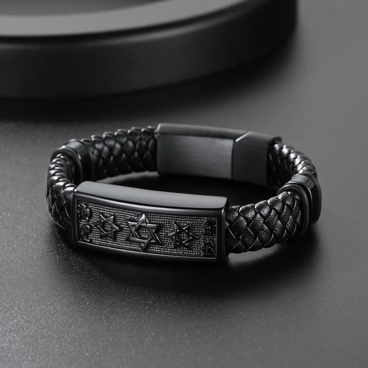 Star of David Cuff Bracelet Leather