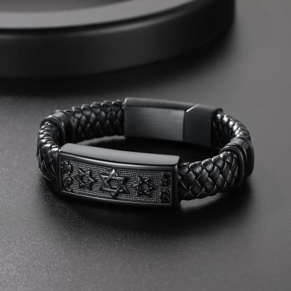 Star of David Cuff Bracelet Leather