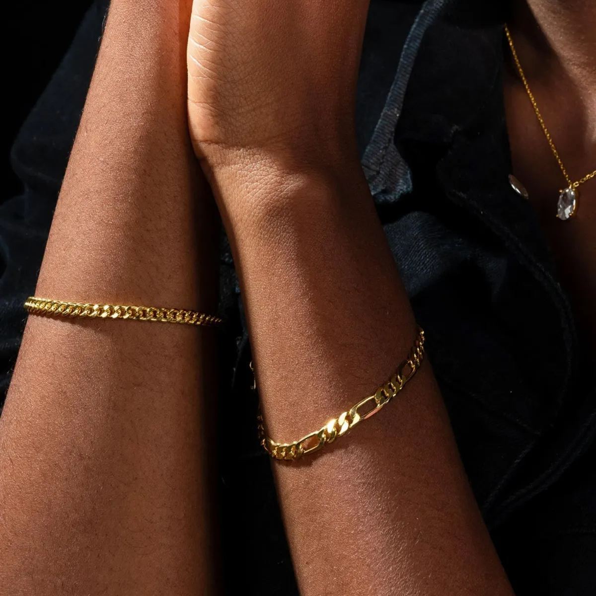 6mm Figaro Chain Bracelet 316L Steel Gold Plated