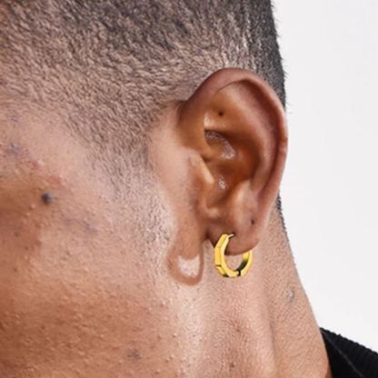 Stud Hoop Earrings Stainless Steel Black Octagon