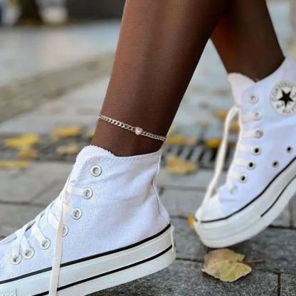 Cuban Chain Anklet with September Heart Birthstone