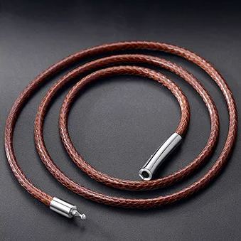2mm Braided Leather Necklace Cord Brown 20"