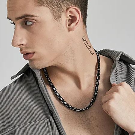 6mm Bicycle Chain Necklace Stainless Steel Black